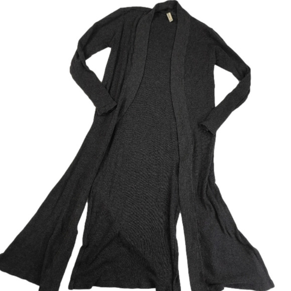 Bluenotes Sweaters - BLUENOTES Ribbed Dark Grey Midi Robe Cardigan